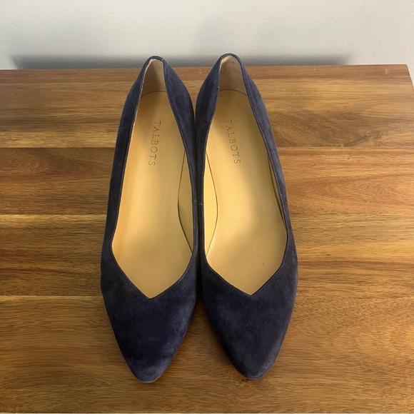 Talbots navy LACEY PLATFORM WEDGES - SUEDE size 10 - Picture 3 of 11